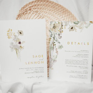 Invitation Bouquet Fleur sauvage Whimsical Tout En Un Mariage