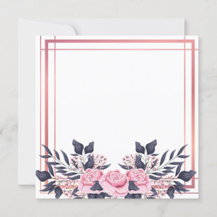 Invitation Bouquet floral à bordure rose