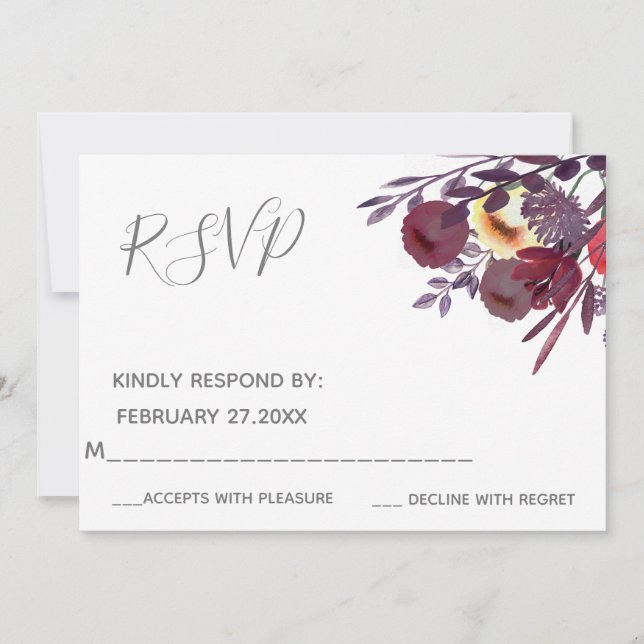 Invitation Bouquet floral aquarelle élégant boho RSVP (Devant)