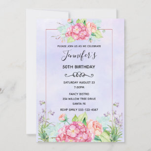 Invitation Bouquet Floral Aquarelle Rose Moderne Anniversaire