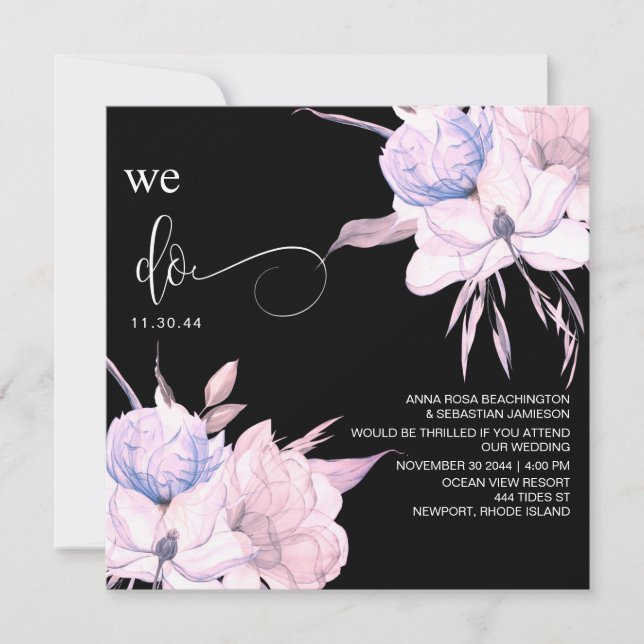 Invitation *~* Bouquet floral AR15 QR RSVP Blush PINK MARIAGE (Devant)