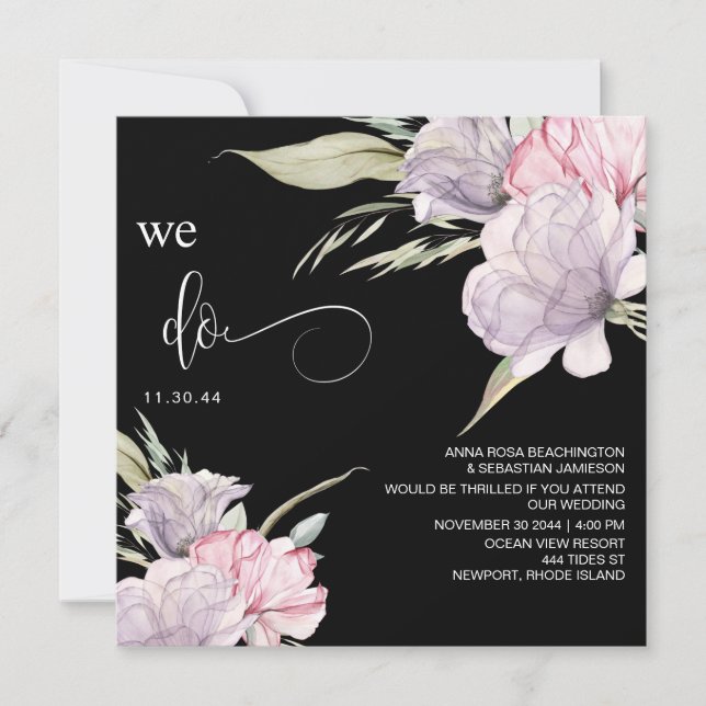 Invitation *~* Bouquet floral AR15 RSVP BLUSH QR MARIAGE (Devant)