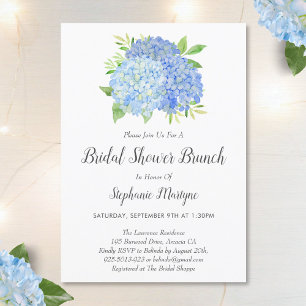 Invitation Bouquet Floral Blue Hydrangea Fête des mariées Bru