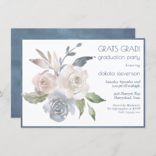 Invitation Bouquet floral bouché   Soft Pastel Rose Graduatio