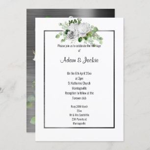 INVITATION BOUQUET FLORAL BRUSHÉ MARIAGE À TRIME NOIR