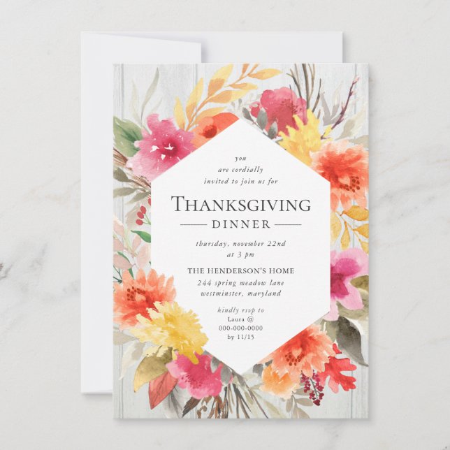 Invitation Bouquet floral d'aquarelle rustique de (Devant)