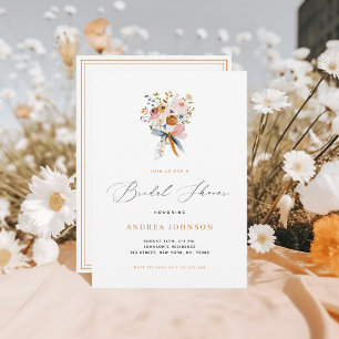 Invitation Bouquet floral d'automne avec Bow Fête des mariées