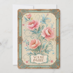 Invitation Bouquet Floral de Fleurs Élégant Vintage pour Anni