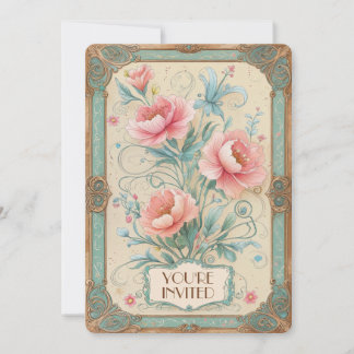 Invitation Bouquet Floral de Fleurs Élégant Vintage pour Anni