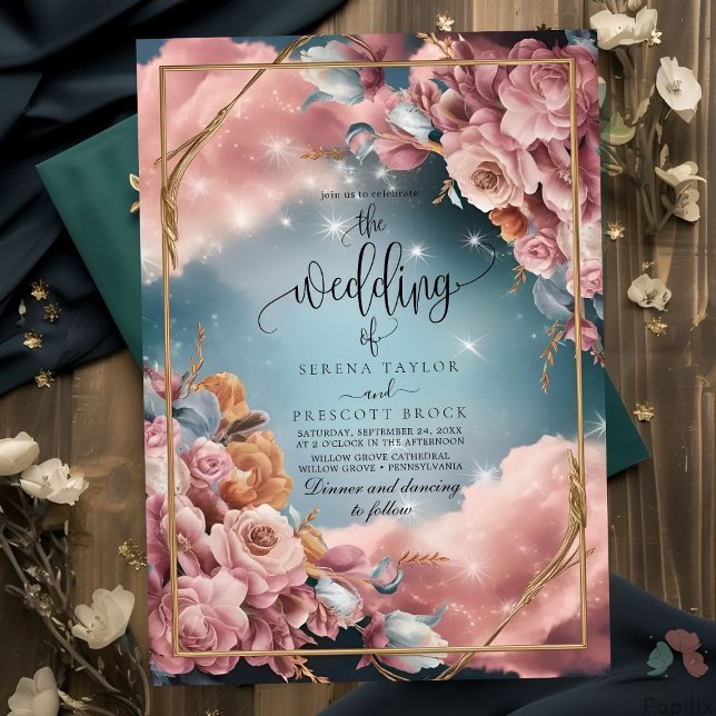 Invitation Bouquet Floral Fine Selection Mariage de luxe (Créateur téléchargé)