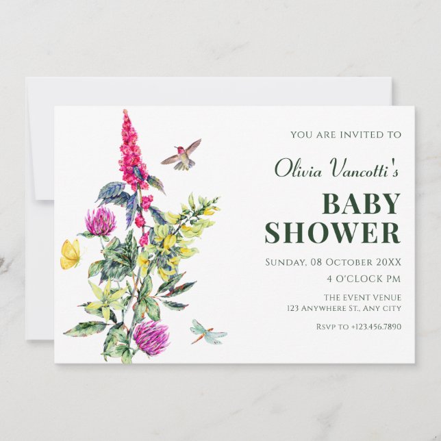 Invitation Bouquet Floral Fleur sauvage vintage (Devant)