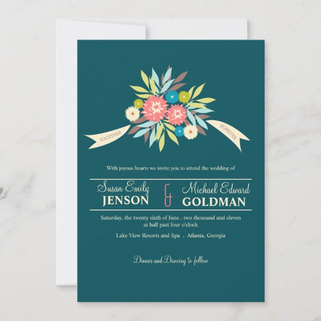 Invitation Bouquet floral -invitations de mariage (Devant)