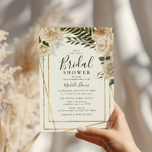 Invitation Bouquet Floral Ivoire Élégant pour Enterrement de