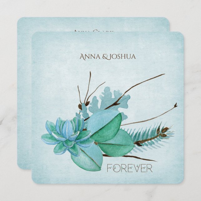 Invitation Bouquet floral mariage aquarelle avec brindilles (Devant / Derrière)