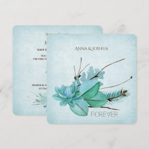 Invitation Bouquet floral mariage aquarelle avec brindilles