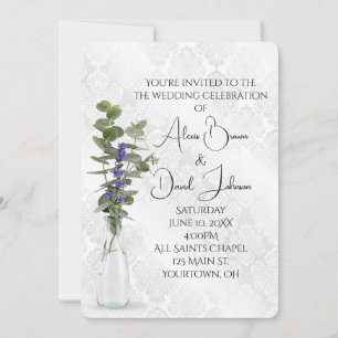 Invitation Bouquet Floral mariage Sur Damask