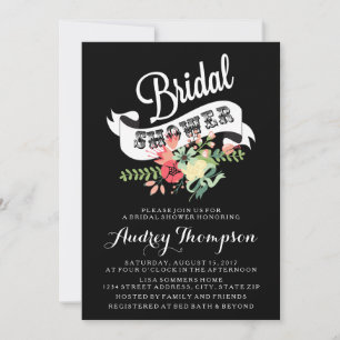 Invitation Bouquet floral nuptiale et bannière de douche Invi