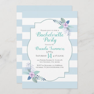 Invitation Bouquet floral Pastel Stripes Bachelorette Invitat
