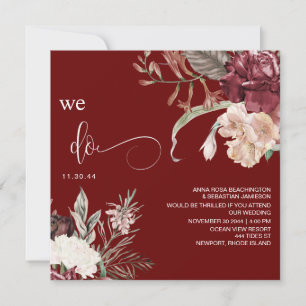 Invitation *~* Bouquet Floral QR AR15 RSVP BURGANDY MARIAGE