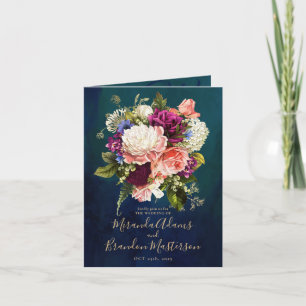 Invitation Bouquet floral romantique Emerald Green Mariage or