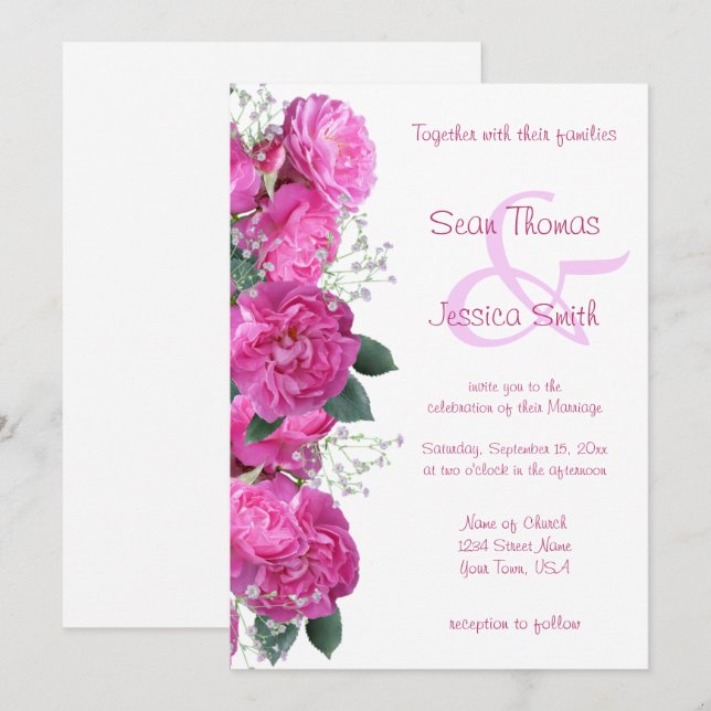 Invitation Bouquet Floral Romantique Mariage (Devant / Derrière)