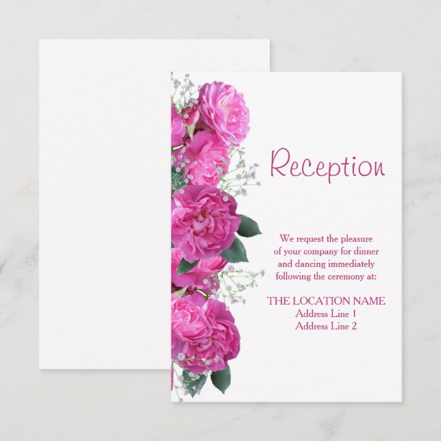Invitation Bouquet Floral Romantique Réception de Mariage (Devant / Derrière)