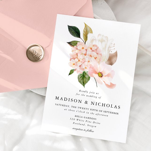 Invitation Bouquet Floral Rose Mariage de Printemps (Créateur téléchargé)