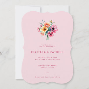 Invitation Bouquet Floral Rose Romantique