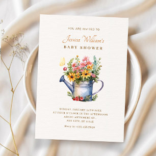 Invitation Bouquet floral rustique pour baby shower