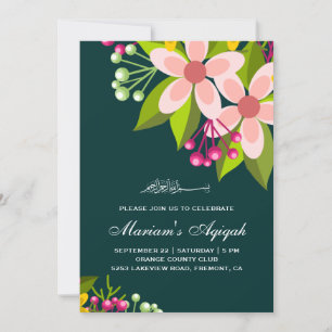 Invitation Bouquet floral vif Baby Girl Aqiqah