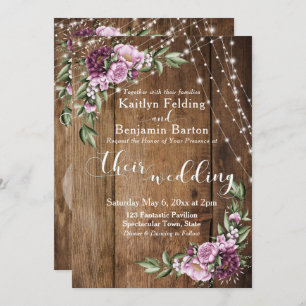 Invitation Bouquet Lights & Pies Roses, Mariage Rustique
