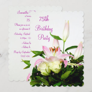Invitation Bouquet Lillies & Roses 75e anniversaire