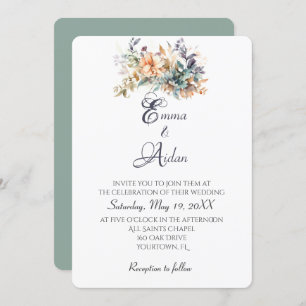 Invitation Bouquet Mariage Aquarelle Sur Ivoire