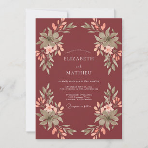 Invitation Bouquet Mariage Burgundy Pictural