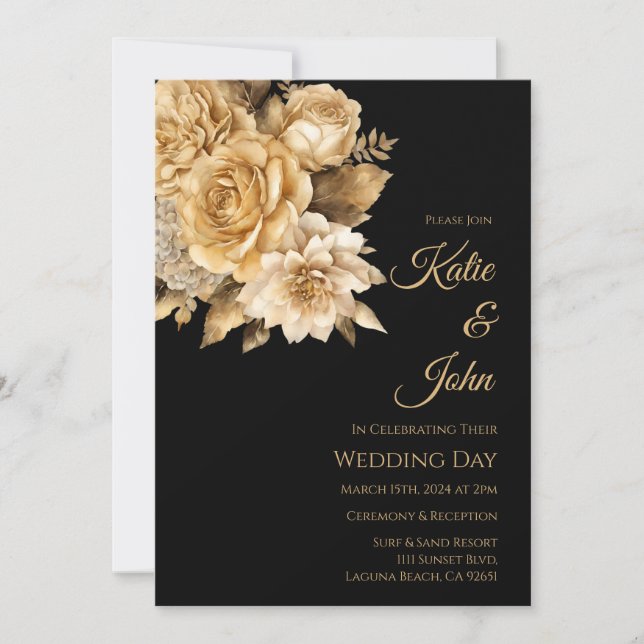 Invitation Bouquet-Mariage de fleurs neutres (Devant)