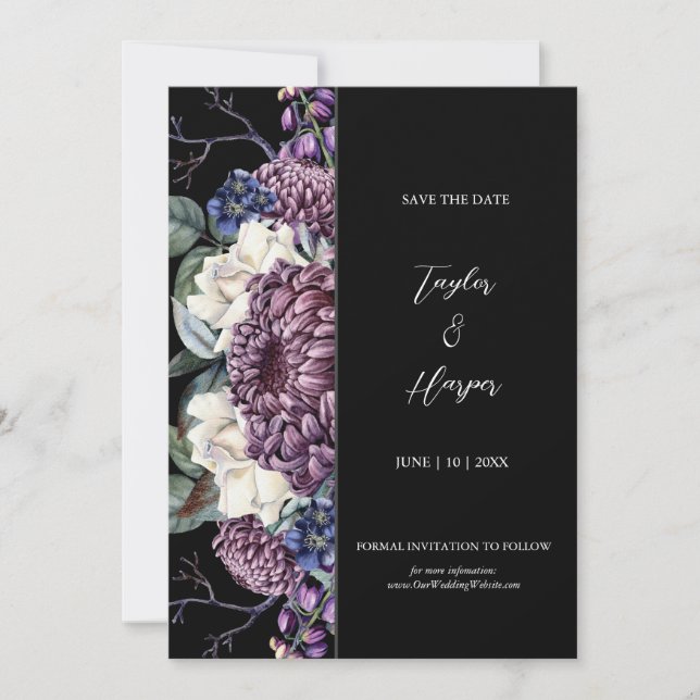 Invitation Bouquet Mariage de goth esthétique foncé (Devant)