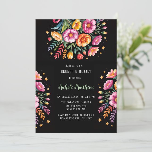 Invitation Bouquet Mariage de la Fiesta vif Brunch & Bubbly (Debout devant)