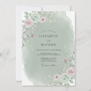 Invitation Bouquet Mariage Eucalyptus Mauve Céladon