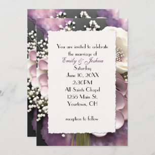 Invitation Bouquet Mariage Mauve avec souffle bébé