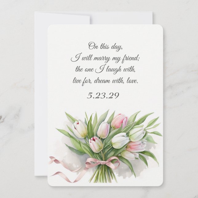 Invitation Bouquet Mariage Tulip avec ruban (Devant)