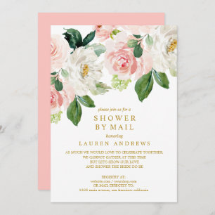 Invitation Bouquet moderne Blush Annulé Douche Mariage or