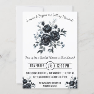 Invitation Bouquet noir, Emo, Goth, Fête des mariées monochro