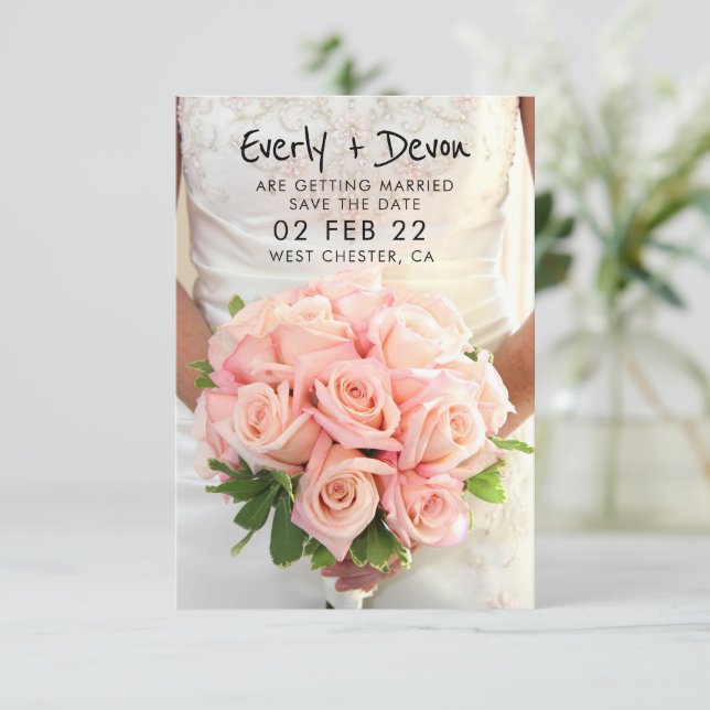 Invitation Bouquet nuptial Enregistrer la date (Debout devant)