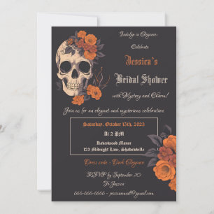 Invitation Bouquet orange enchanteur sur crâne crémeux