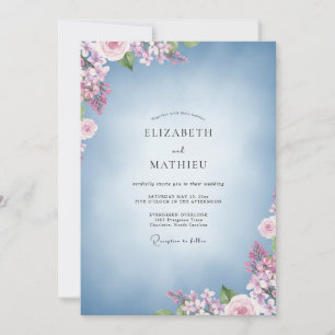 Invitation Bouquet Pastel Azur Mariage Eucalyptus