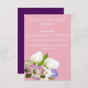 Invitation Bouquet pastel mariage à thème fleuri et rose