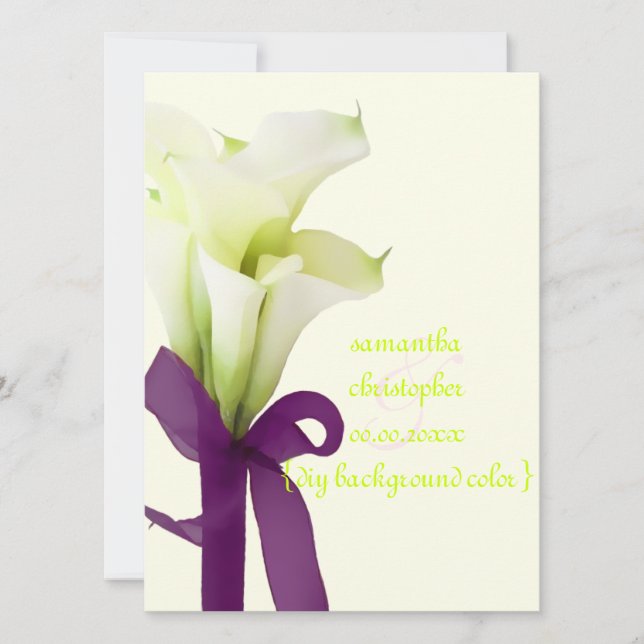 Invitation Bouquet Pix-Dezines, lys calla blancs (Devant)