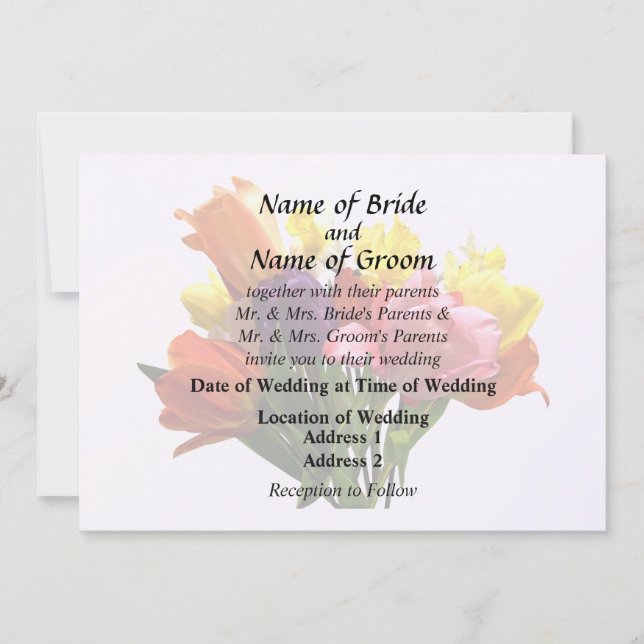 Invitation Bouquet printanier avec tulipes et jonquilles (Devant)
