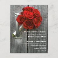 Bouquet Red Rose & Mariage Barnwood