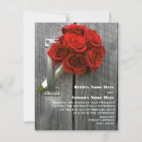 Bouquet Red Rose & Mariage Barnwood